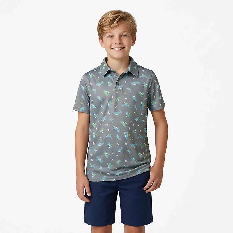 BCG Boys' Golf Dino Gym Short Sleeve Polo