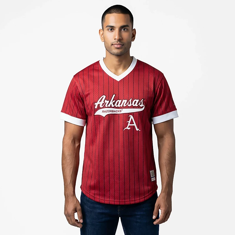 Mitchell & Ness Men's Arkansas Double Play Primary Logo Baseball Jersey