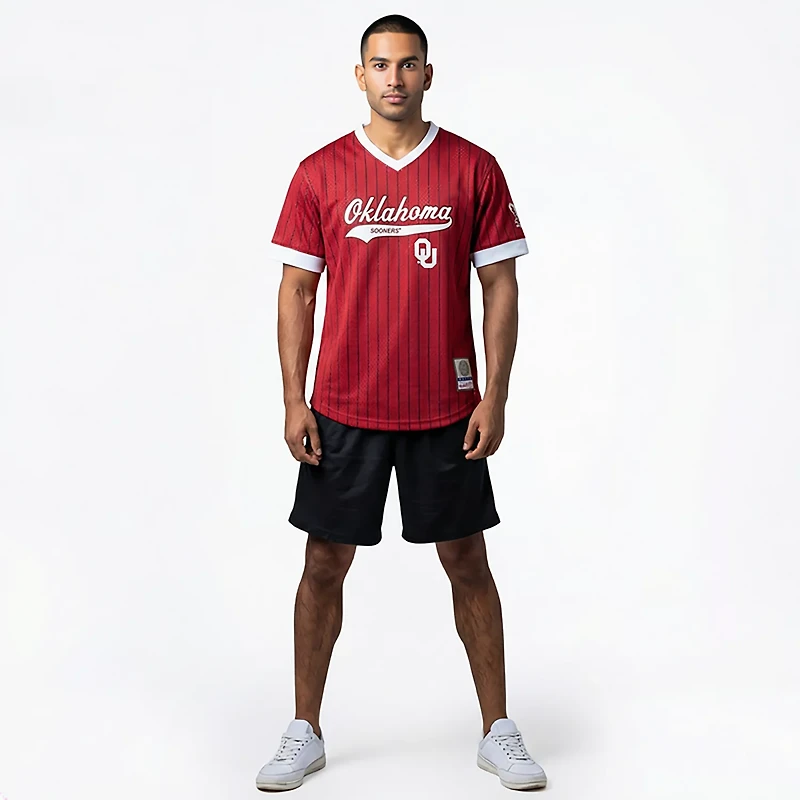 Mitchell & Ness Men's Oklahoma Double Play Primary Logo Baseball Jersey