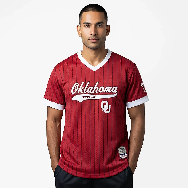 Mitchell & Ness Men's Oklahoma Double Play Primary Logo Baseball Jersey