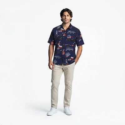 Antigua Men's Houston Astros Landmark Woven Short Sleeve Fishing Shirt