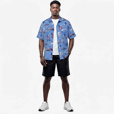 Antigua Men's Texas Rangers Landmark Woven Short Sleeve Fishing Shirt