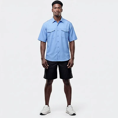 Antigua Men's Texas Rangers Scatter Print Woven Short Sleeve Fishing Shirt