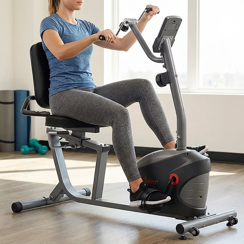 Sunny Health & Fitness Smart Magnetic Recumbent Bike with Arm Exerciser