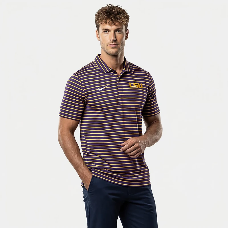 Nike Men's Louisiana State University Dri-FIT Stripe Tour Polo Shirt