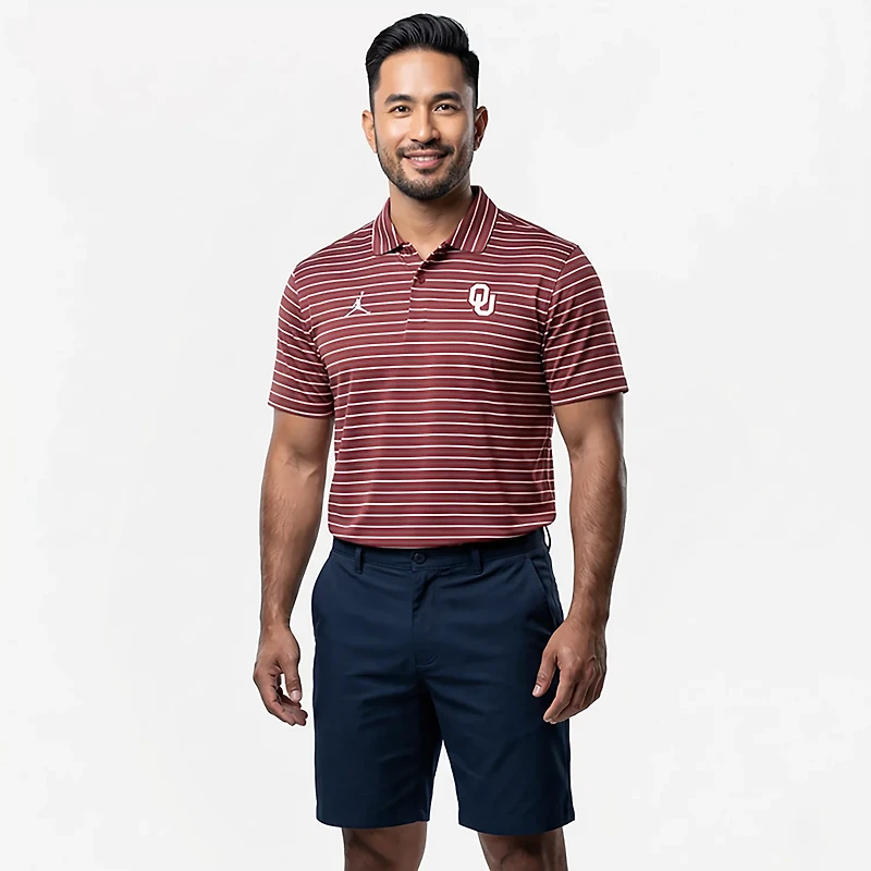 Jordan Men's University of Oklahoma Dri-FIT Stripe Tour Polo Shirt
