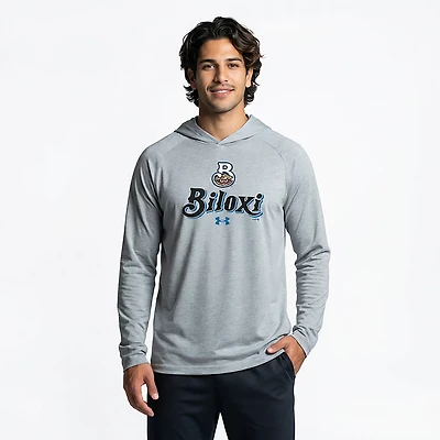 Under Armour Men's Shuckers Batter Up Tech Stretch Long Sleeve Hooded T-shirt