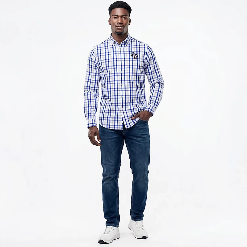 Antigua Men's Texas Rangers Tending 2 Long Sleeve Button Down Shirt