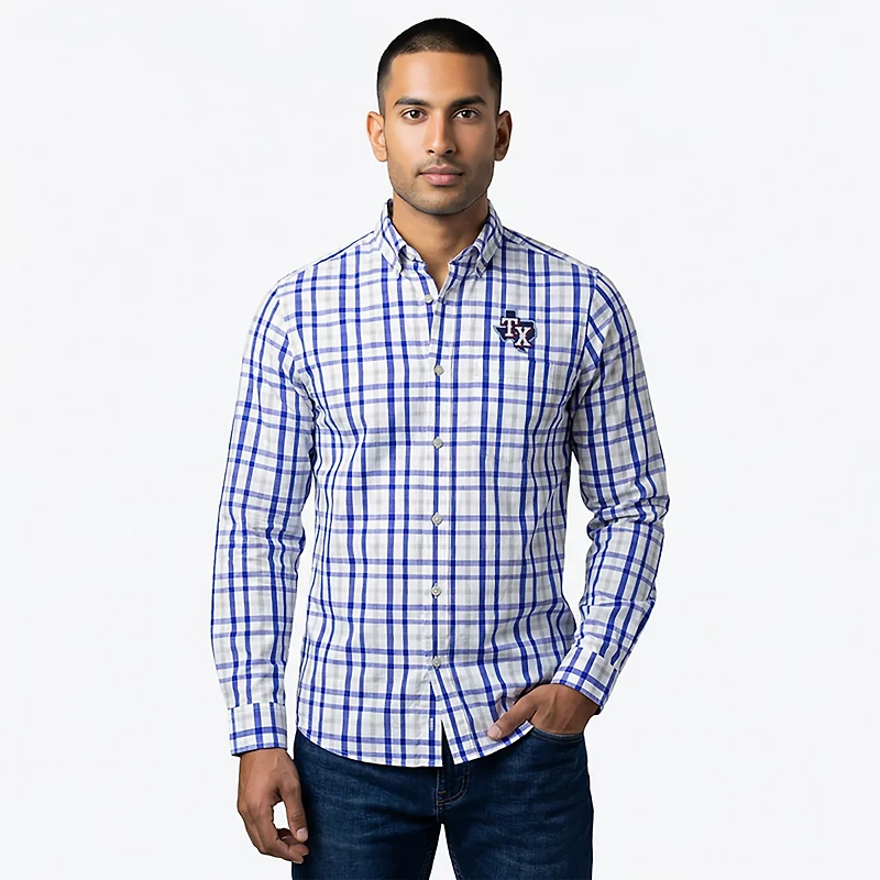 Antigua Men's Texas Rangers Tending 2 Long Sleeve Button Down Shirt