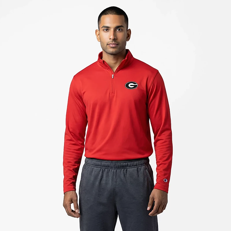 Champion Men's Georgia Bulldogs Primary Logo Micro Mesh 1/4 Zip Sweatshirt