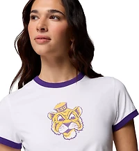 Columbia Sportswear Women's Louisiana State University CLG Rolling Bend Vault Ringer Graphic T-shirt