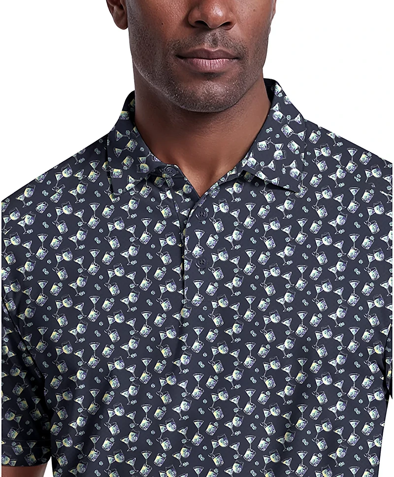 PGA Tour Men's Short Sleeve All Over Ombre Cocktail Printed Polo