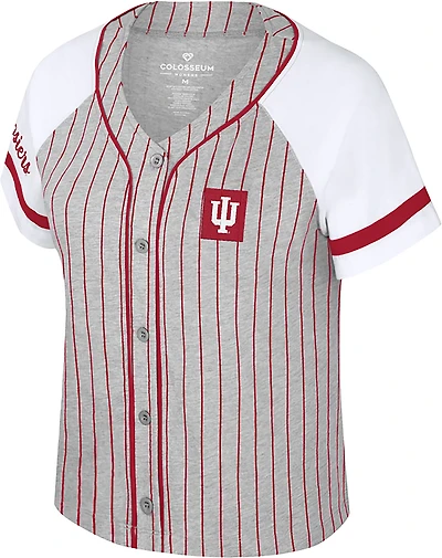 Colosseum Athletics Women's Indiana University This Feeling Baseball Stripe Knit Top
