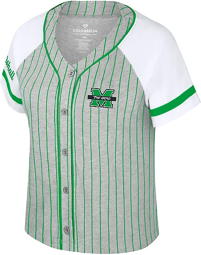 Colosseum Athletics Women's Marshall University This Feeling Baseball Stripe Knit Top