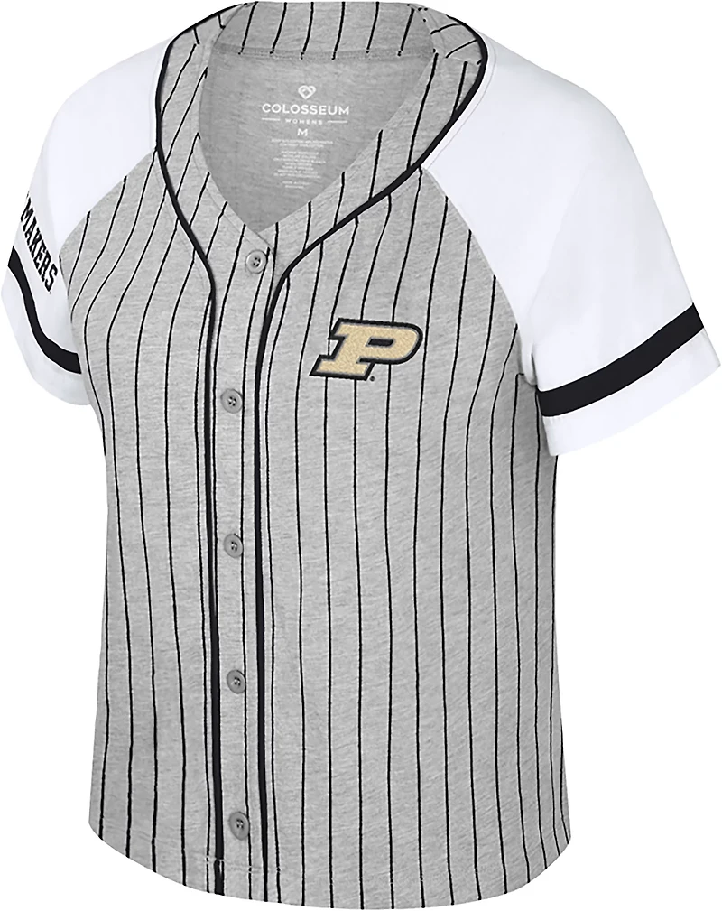 Colosseum Athletics Women's Purdue University This Feeling Baseball Stripe Knit Top