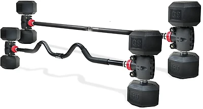 PRCTZ Modular Training Straight and Curl Barbell Converter Combo