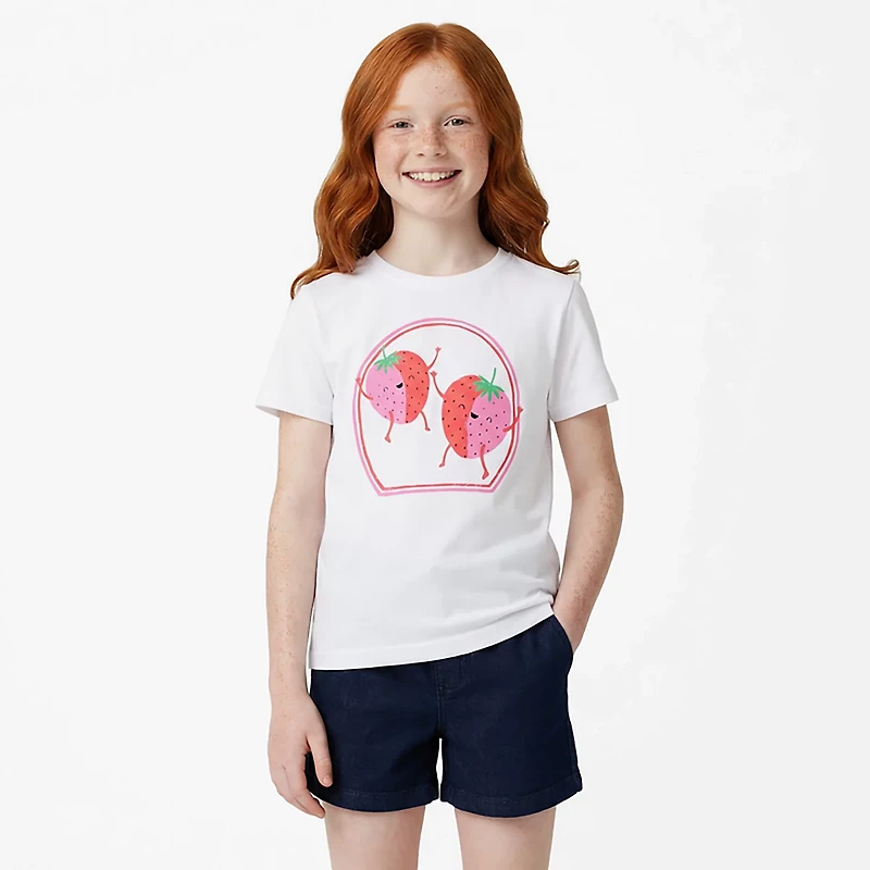 BCG Girls' Lifestyle Cotton Strawberry T-shirt