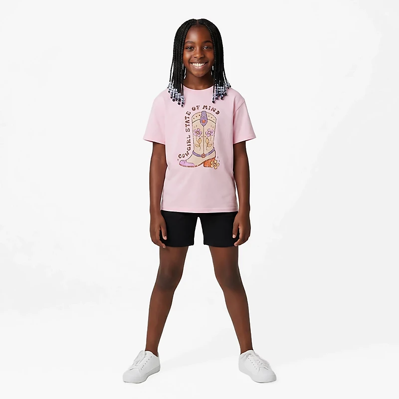 BCG Girls' Lifestyle Cotton Boxy Cowgirl Boot T-shirt