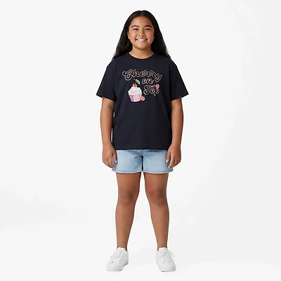 BCG Girls' Cotton Boxy Graphic Short Sleeve T-shirt
