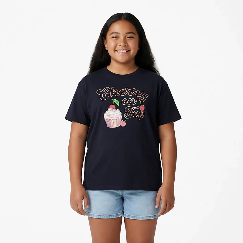 BCG Girls' Cotton Boxy Graphic Short Sleeve T-shirt