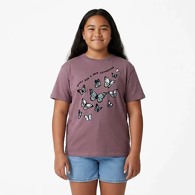 BCG Girls' Lifestyle Cotton Boxy Floating Butterfly Tee