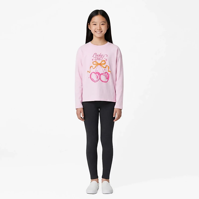 BCG Girls' Drop Shoulder Long Sleeve Graphic T-shirt