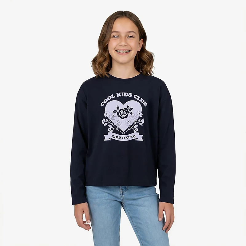BCG Girls' Drop Shoulder Long Sleeve Graphic T-shirt