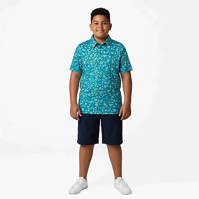 BCG Boys' Golf Tropical Print Polo Shirt