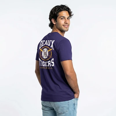 Image One Men's LSU Tigers Baseball Pinstripe Comfort Color Short Sleeve T-shirt