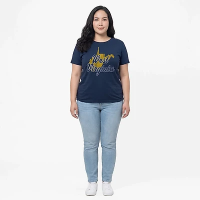 WILDCAT RETRO Women's West Virginia Script State Crop T-shirt