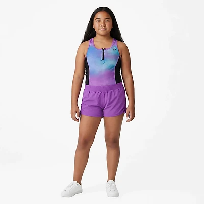 Gerry Girls' Refract Zip Front 1-Piece Swimsuit and Short Set