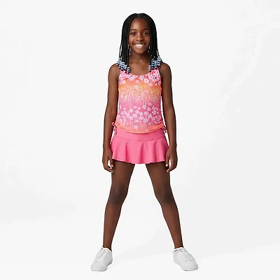 Gerry Girls' Dance Triple Strap Tankini Ruffle 3-Piece Skirt Swim Set