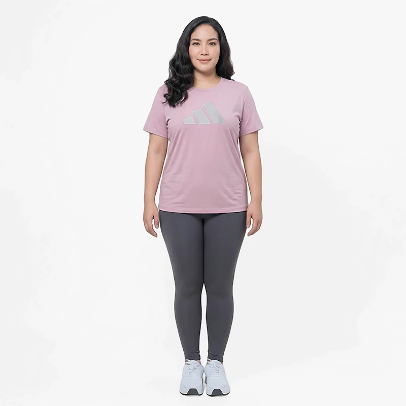 adidas Women's Textured Gingham Big Logo Graphic T-shirt