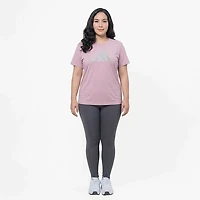 adidas Women's Textured Gingham Big Logo Graphic T-shirt