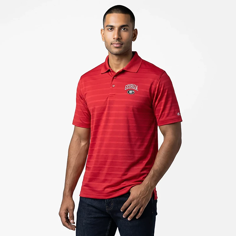 Champion Men's Georgia Bulldogs Primary Logo Textured Solid Polo