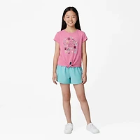 BCG Girls' 4-6X Short Sleeve Front Tie Positivity Set