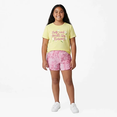 BCG Girls’ 4-6X Short-Sleeve Smell Flowers 2-in-1 Short Set