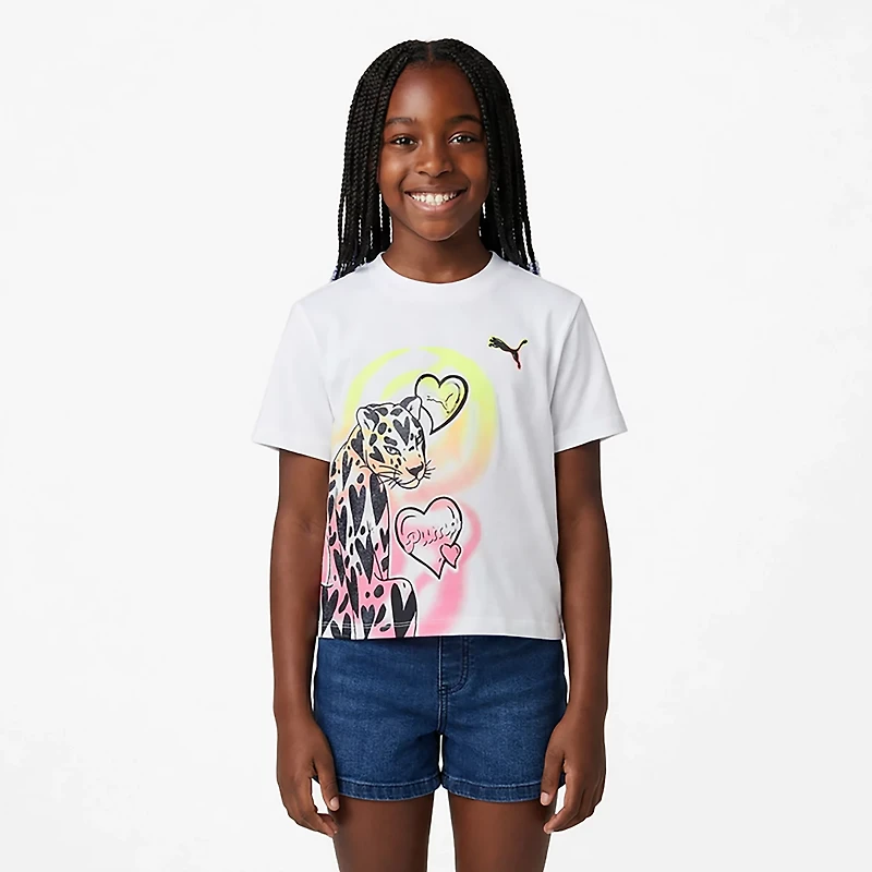 PUMA Girls’ 4-6X Airbrushed Cotton Jersey Fashion T-shirt