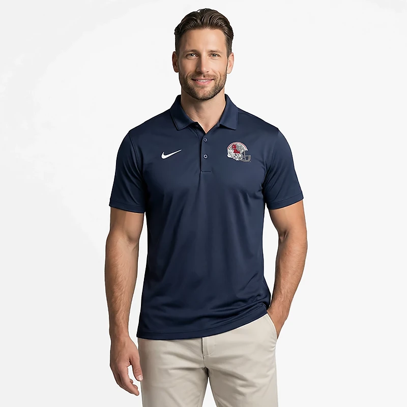 Nike Men's Ole Miss Rebels Realtree Football Helmet Victory Polo Shirt