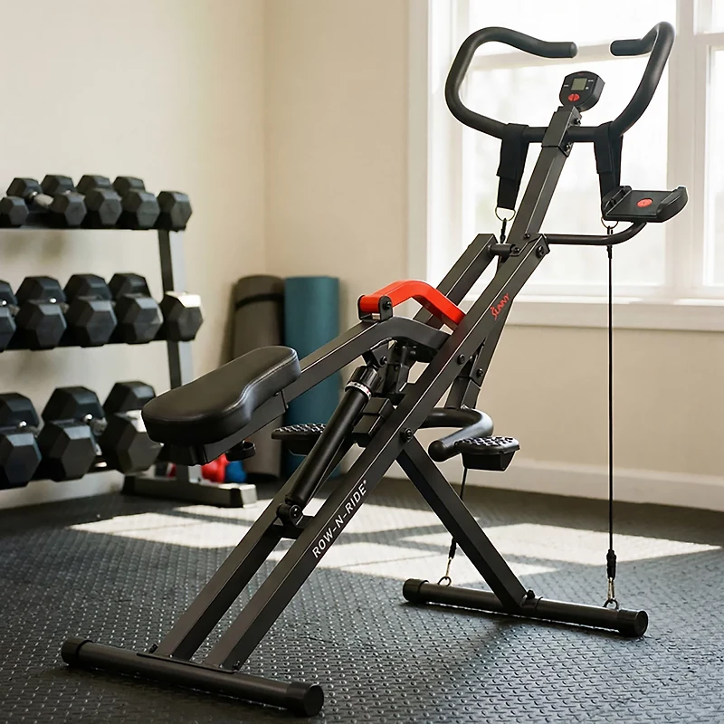 Sunny Health & Fitness Row-N-Ride Pro Smart Squad Assist Trainer