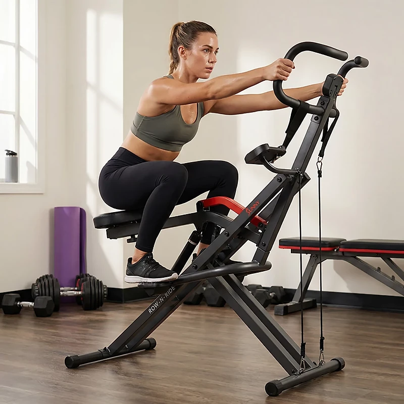 Sunny Health & Fitness Row-N-Ride Pro Smart Squad Assist Trainer