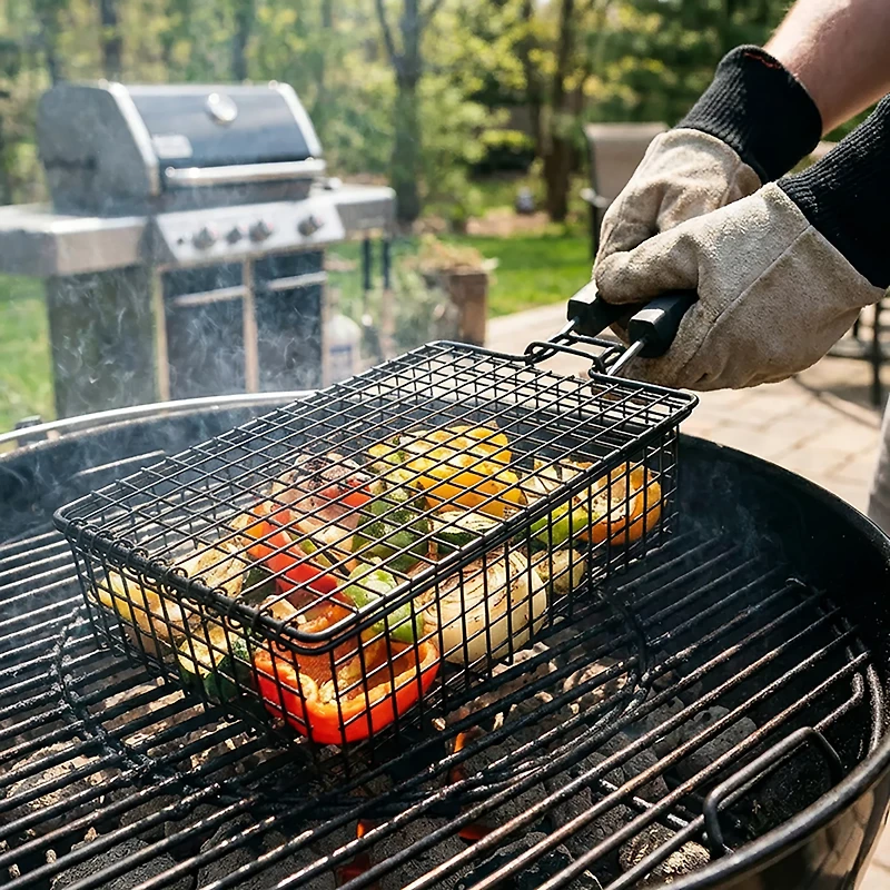 Mr. Bar-B-Q Grill/Flip Basket With Removable Handle