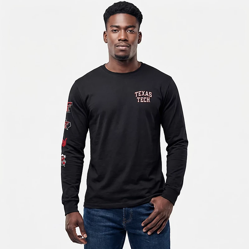 The Victory Men's Texas Tech University Small Logo Sleeve 2 Hit Long Graphic T-shirt