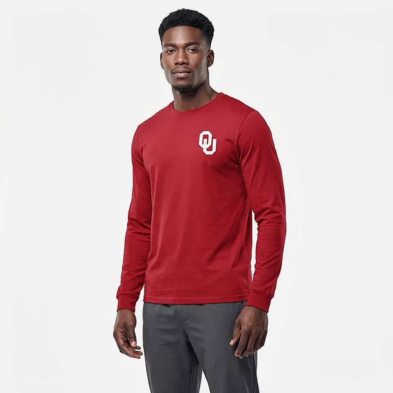 WILDCAT RETRO Men's Oklahoma Sooners Primary Logo Chest 2 Hit Long Sleeve T-shirt