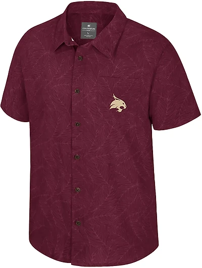Colosseum Athletics Men's Texas State University Duncan Button Down Camp Shirt