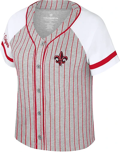 Colosseum Athletics Women's University of Louisiana at Lafayette This Feeling Baseball Stripe Knit Top