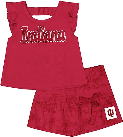 Colosseum Toddler Girls' Indiana University Joy Palm Shirt and Skort Set