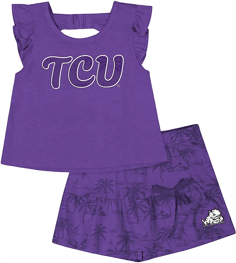 Colosseum Toddler Girls' Texas Christian University Joy Palm Shirt and Skort Set