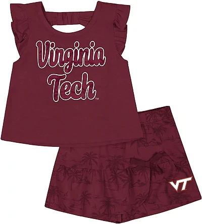 Colosseum Toddler Girls' Virginia Tech Joy Palm Shirt and Skort Set