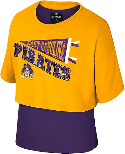 Colosseum Athletics Girls' East Carolina University Riley 2Fer Graphic T-shirt